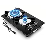 Gas Stove 2 Sealed Burner,Propane Cooktop 12 Inch – Built-in...