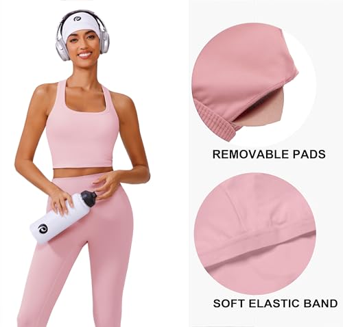 Image of PINSPARK Sports Bra Longline Racerback Tank Tops for Women Padded Workout Yoga Top