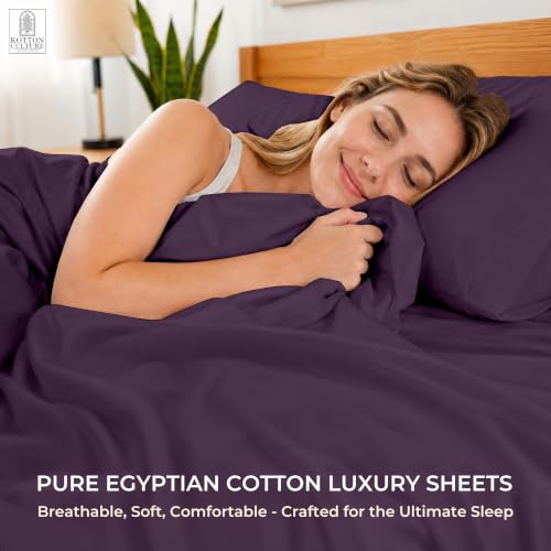 Kotton Culture Bed Sheets 4 Piece 100% Egyptian Cotton 600 Thread Count Soft Crisp Cooling Cotton Luxury Hotel Sheets Thick with 16" Inch Deep Pocket Snug Fit Sateen Weave(Plum,Queen) by Kotton Culture - Used condition - Image 6