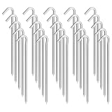 OK5STAR 9 inch Galvanized Tent Stakes Metal Tent Pegs, Steel Yard Stakes Tarp Hooks Ground Garden Stakes Tent Spikes, 25 Pack