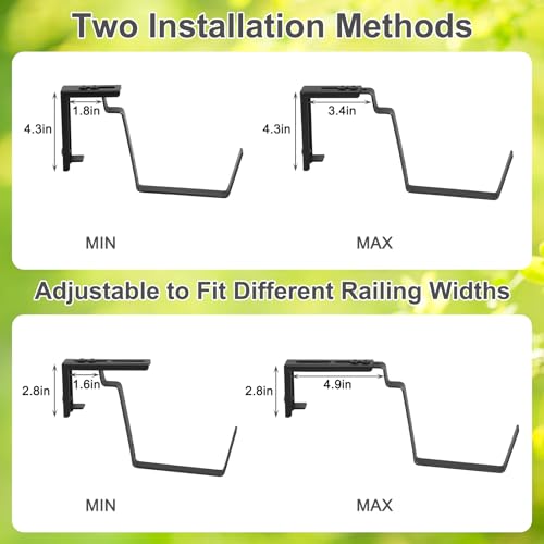 2 Tier Railing Planter Box Set of 2, 4 Pack Black Window Boxes Planters by YAHKBTEN - Used condition - Image 4