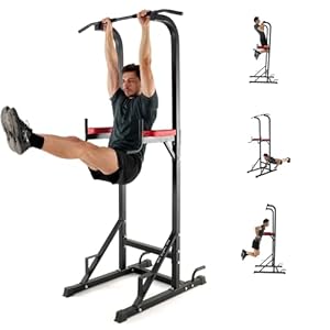 ISE 5in1 Power Tower Workout Dip Station, Multifunctionele Krachtstation voor Dips, Kin omhoog, Ideaal als Kinsteun, Buik-, Rug- en Triceps-trainers, Push-ups, Buikspieren, SY-5607
