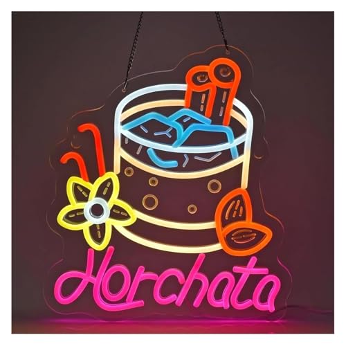 Letrero de neón Letrero de neón horchata para restaurante mexicano, tienda, 45,5 x 38, cm