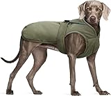 Kuoser Leinwand Haustier Hund Wintermantel, Reflektierende Warme Fleecejacke für Kleine Mittelgroße Welpen, wasserdichte und Winddichte Hundeweste mit Gurtloch, XS-3XL