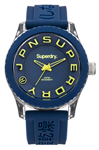 Superdry Tokyo Quartz Watch with Silicone Strap, Blue, 19.8 (Model: SYL146U