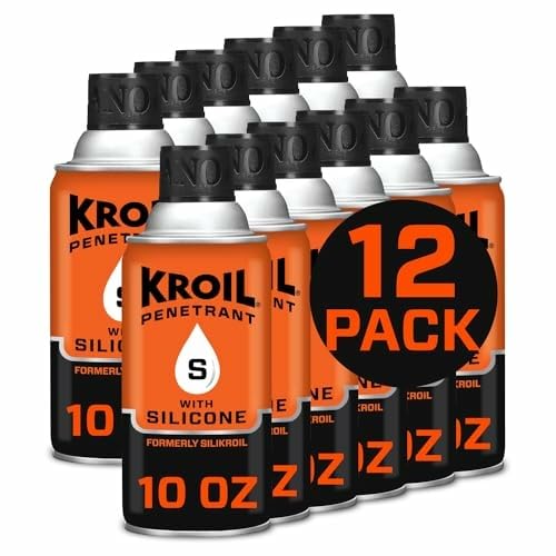 Kroil Penetrant Silikroil with Silicone - Rust Penetrating Lubricant - Corrosion Inhibitor Oil - Displaces Moisture - Home & Industrial Use - Aerosol - 10 oz - 12 Pack (SK102C)