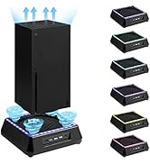 Iesooy Upgraded Cooling Fan for Xbox Series X, RGB LED Light Stand Base with 3 Levels Adjustable ...