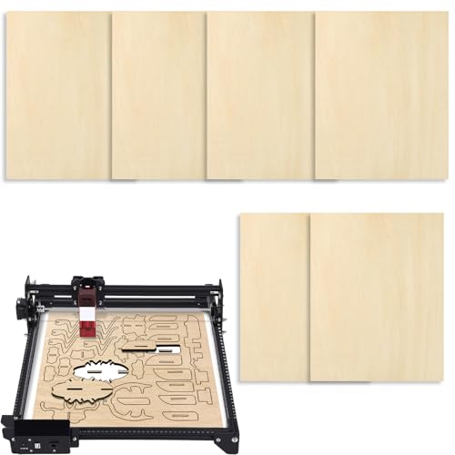 Tyinerc Contrachapado de 3 mm | Madera en bruto para manualidades y bricolaje, sin procesar 6 piezas para corte y grabado CNC Pirograbado Tintura Pintura Proyectos creativos y Construcción de Mini