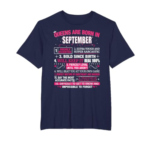 Queens are Born in September T-Shirt T-Shirt, Men's Big and Tall, Navy Blue, 4X Tall