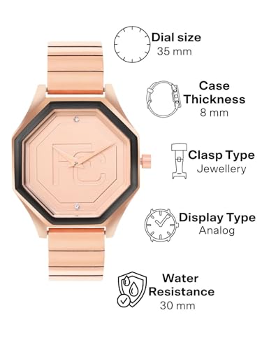 Image of French Connection Ascend Rose Gold Rectangle Dial Womens Analogue Watch FCN090BRGM