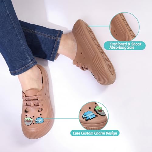Image of YOHO Women Lace Up Clogs Sandals with Charms | Comfortable, Lightweight & Soft Shoes | Waterproof Monsoon Footwear & Rainy Slip ons for Girls | Wanderz CL