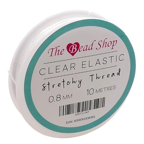 Clear Bracelet String Clear Elastic for Bracelet Making - Strong Stretchy Elastic String for Bracelets - Ideal for Clay Bead Stringing Jewellery Making Supplies & Repair - 0.8mm 10m