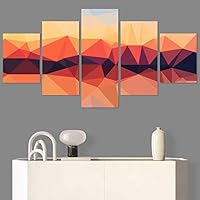 SIGNWIN 5 Panel Canvas Wall Art Modern Art Contemporary Digital Art Dramatic Geometric Multicolor Patterns for Home Decorations Ready to Hang - 60