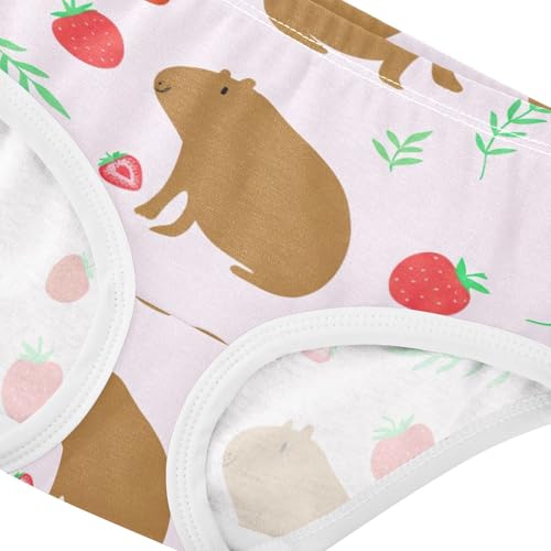 Cotton Girls Underwear Toddlers Cute Capybaras Strawberry Pink Panties Little Girl Colorful Undies Kids Briefs 2t4