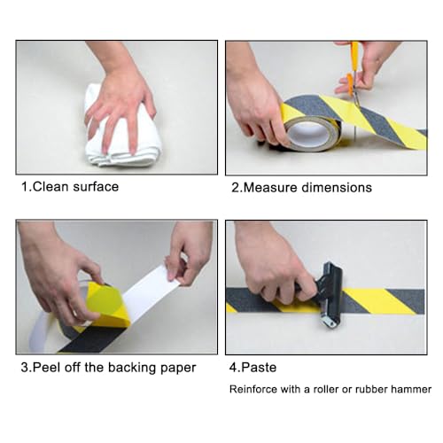 Fita antiderrapante premium preta-amarela 10 m x 5 cm, fita autoadesiva antiderrapante, fita adesiva