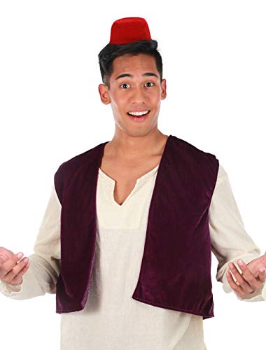 elope Disney Aladdin Fez Hat and Vest for Adults Red