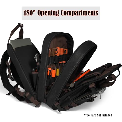 Image of WELKINLAND 90-Pockets Electrician Backpack, Canvas Tool Backpack Heavy Duty