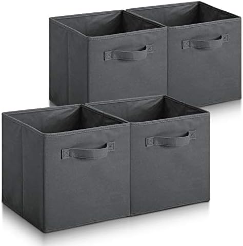 Hibtn Set of 8 Foldable Storage Box, Fabric with Handles Storage Cubes And Cloth Storage Organizer Drawer For Closet And Toys Storage,27 x 27 x 27 cm, Red
