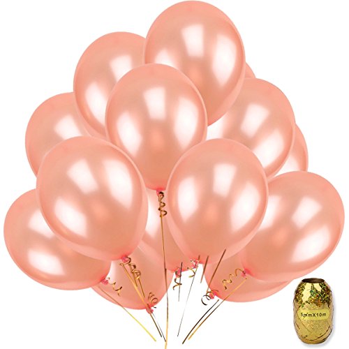 Baby Shower Balloons Arch Garland Decorations Backdrop, Variety Size Rose Gold Confetti and Latex Balloons Champagne Sea Foam White Pastel Yellow Balloons Metallic Green Balloons (25 Pack)