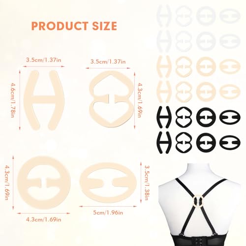 Bra Strap Clips, 12pcs Adjustable Bra Clips to Make Racerback, Anti-Slip Bra Strap Holders to Hide Straps for Women (4 Styles/12Pcs) - Convertible Conceal Bra Clips for All Outfits2