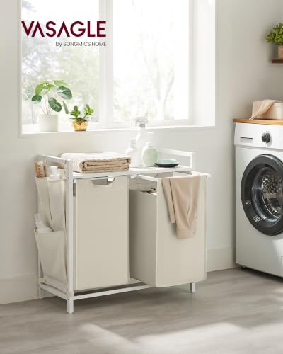 Image of VASAGLE Laundry Hamper with Shelf, 2 Pull-Out Bags, 2 x 12.1 Gallons (46 L)