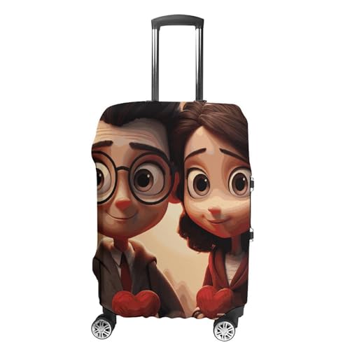 Cute Couple Printed Luggage Cover Protector, Fits 18-32 Inch Luggage