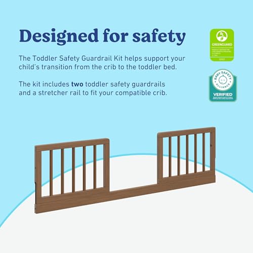 Image of Graco Storkcraft Safety Guardrail Kit with Dowels - GREENGUARD Gold Certified, Converts Compatible Crib to Toddler Bed, Kit Includes 2 Toddler Guardrails, Hazelnut