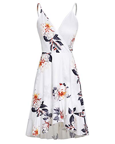 Ultranice Womens Summer Dresses 2023 Casual Floral Wrap V Neck Adjustable Spaghetti Ruffle Sun Wedding Guest Dress(Floral02,L) #TOP6