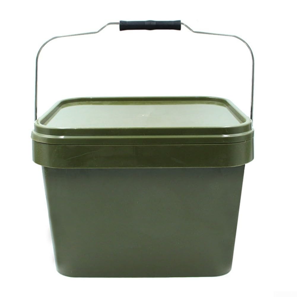 Seau à appâts de pêche à la carpe 5 L en plastique avec poignée pour pêche à la carpe en plein air stockage de matériel de pêche à la carpe vert