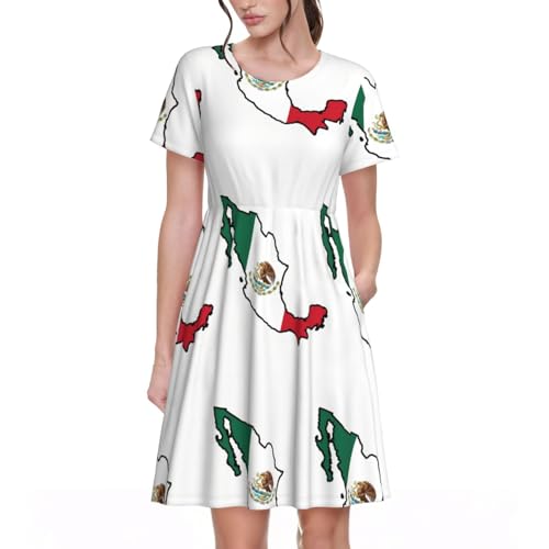 Robe d'été mi-longue EdWal drapeau du Mexique pour femme