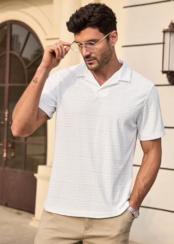 Camiseta polo casual para hombre VOGSTART de tejido terciopelo texturizado, manga corta, cuello cubano, ideal para verano, playa y vacaciones miniatura 5