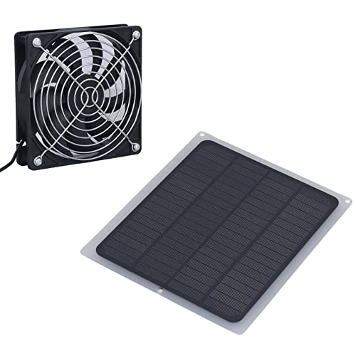 Kit de Ventilador de Panel Solar, Ventilador Solar de 6W con Red de Protección para Acampar, Cobertizo, Invernadero, Hogar, Exterior, Casa de Perro, Gallinero, Ventilador Solar Portátil Impermeable