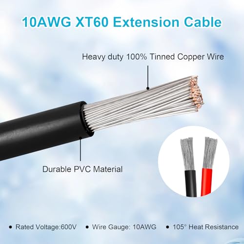 Cable XT60 10 AWG alargador conector macho hembra para panel solar y batería RC 4
