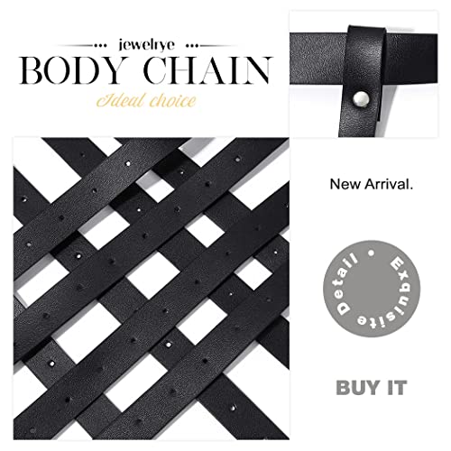 CLOACE Punk Leather Waist Chain Black Body Chains Belly Chain Layered Thigh Leg Garter Belts Sexy Rave Body Jewelry Accessories for Women4