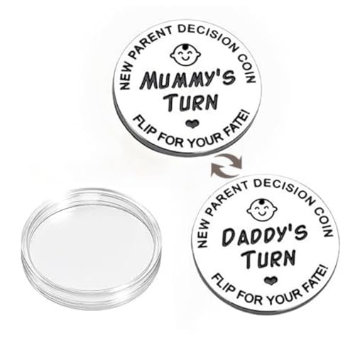 Image of Mom Daddy Funny Decision Coin for Women Men Parent New Baby Gift for First Time Moms Dads Pregnancy Mothers for Moms Dads Mummy to Be Birthday Present