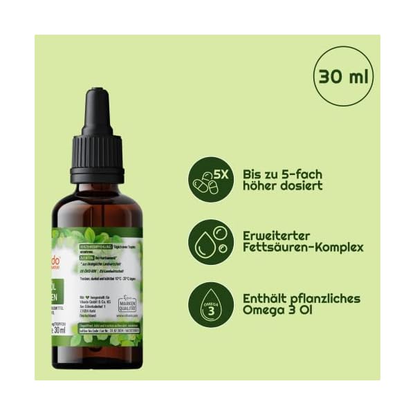 Vihado Natur Bio Hanföl Keto Tropfen aus Hanfsamenöl hochdosiert - Omega 3 Öl vegan - 100% rein und kaltgepresst, 30 ml… – Bild 6