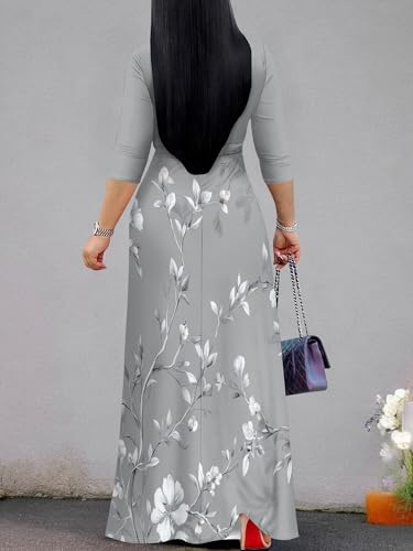 Image of PinkPatty Women's Long Sleeve Maxi Dress Plus Size Trendy Wedding Guest Wrap Dress with Pockets&Belt
