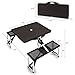 PICNIC TIME Picnic Table Portable Folding Table with Umbrella Hole and Bench Seats for Four for Tailgating, Picnics, and Beach, Collapsible to Suit-Case Style for Easy Transport, Lightweight, (Black)