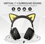 Casque de jeu SOMIC GS510 Black Cat Ear sans fil 2.4G avec lumière RGB, micro rétractable à annulation de bruit, son stéréo, 10H de temps de jeu pour PS5/PS4/PC (Noir)