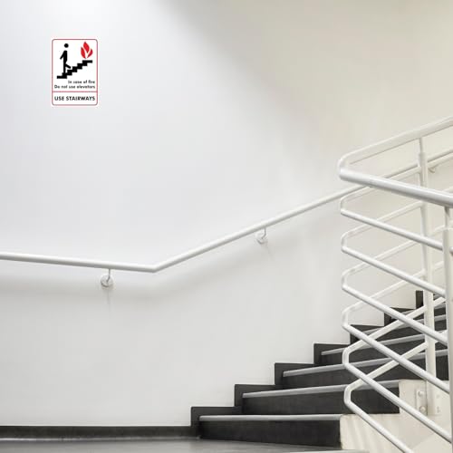 Image of CVANU Use Stairways Warning Safety Self-Adhesive Waterproof PVC Vinyl Sign Sticker Size (11.7inchX8.3inch) Pack of 5