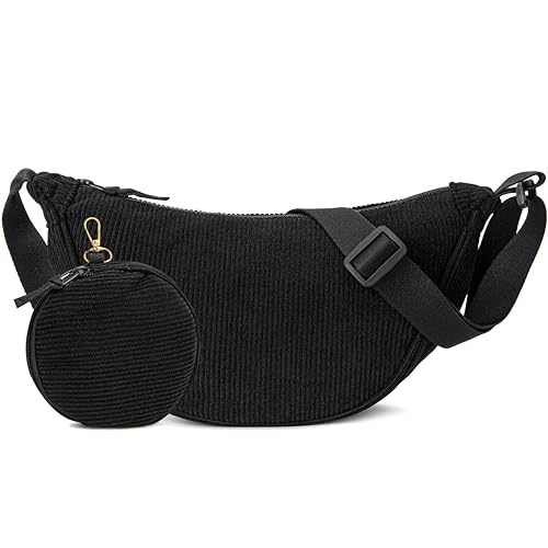 KESUDE Bolso Negros Bandolera Mujer – Media Luna Bolso Cruzado Mujer Casual Bolsa Hombro Ligera con Correa Ajustable para Escuela, Oficina, Universidad y Viajes