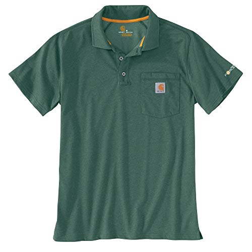 Carhartt Men's Force Cotton Delmont Pocket Polo, Musk Green Heather, X-Large
