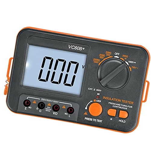 Preisvergleich Produktbild Isolationswiderstand Tester, Erdung Megohmmeter VC60B + mit Hintergrundbeleuchtung LCD-Anzeige Ton Visueller Alarm Flexible Nutzung von Industrial Products