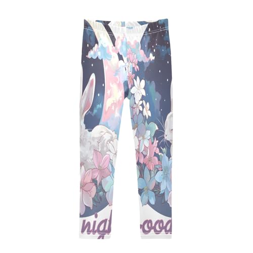 Toddler Girls Leggings Printed Yoga Pants Leggings Lovely Rabbit Surrounded by Moon for Kids