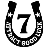 nc-smile 馬 馬蹄形 ホースシュー カッティングステッカー ラッキーナンバー 数字オーダー 0～9999 Attract good luck 幸運を引き寄せる 屋外対応 日本製 (ブラック, Mサイズ 数字 7)
