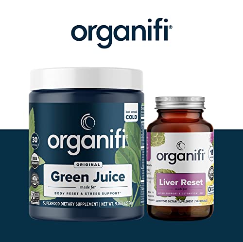 Organifi Green Juice Superfood Powder (30 Servings) And Liver Reset (30 Capsules) Weight Control, Detox Cleanse, Stress Relief, Digestive And Immunity Support - Gluten Free, Vegan, Whole Food #TOP7