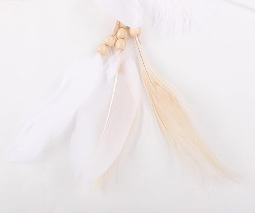 Miniatura 8 de Jumwrit Diadema de plumas bohemias, tocado gitano indio, diadema ajustable con borla, accesorios hippie para mujeres y niñas