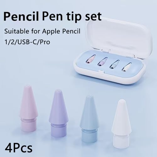 Image of 4Pcs Apple Pencil Tips Replacement for 1st /2nd Gen, USB-C & Pro - Highly Sensitive iPad Pencil Tips, Durable & Precise Nibs for iPad Pro /Mini /Air - Compatible with Apple Pencil Models