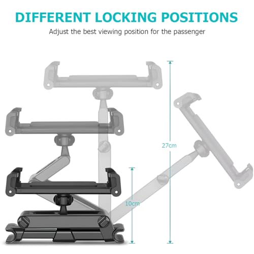 JNNJ Auto-Kopfstützenhalterung, Tablet Halterung Auto, 360 ° Drehbar Auto-Rücksitz-Halterung, Verstellbar Tablet-Kopfstützenhalterung, Für Alle Mobiltelefone Tablet