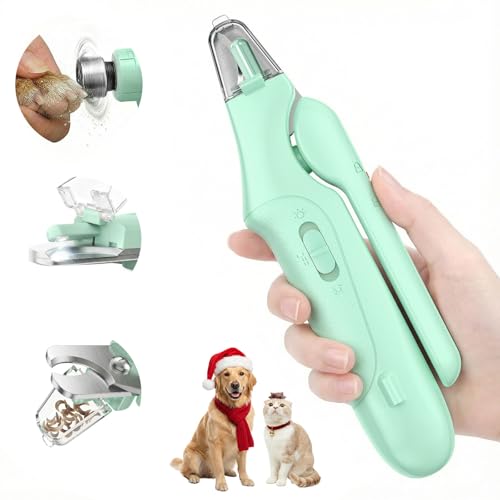 Image of 2 in 1 Dog Nail Clippers & Cat Nail Clippers Trimmers for Large Medium Small Dogs Cats Claw Trimmer Quick Sensor and Safety Guard USB Rechargeable Dogs Nail Trimmer with Catcher & 2 LED Lights